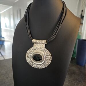 Bold Black Stone Pendant Necklace - Women Jewelry